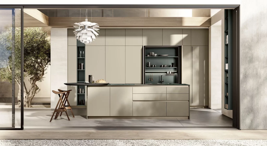 Cucina con ante a scomparsa Febal Casa
